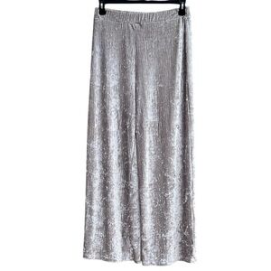 Banana Republic Shimmering Gray/Silver Wide-Leg Pants Crinkle Velvet High Waist